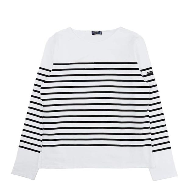 セントジェームズ SAINT JAMES NAVAL ロングTシャツ ロンT 長袖 ボーダー NAVAL-2691-NEIGE-NOIR-S レディース メンズ ホワイト ブラック ロングTシャツ