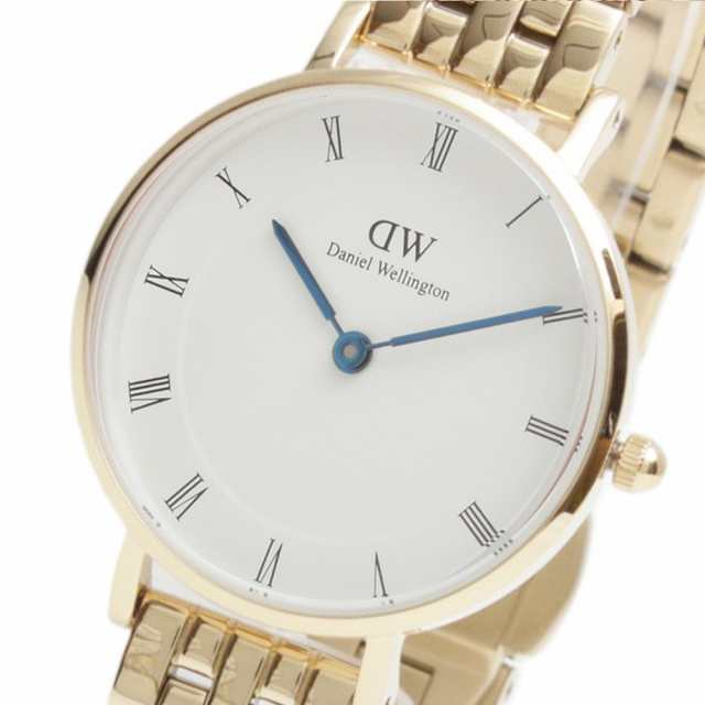 ダニエルウェリントン DANIEL WELLINGTON Petite Roman Numerals 5-Link Gold 28 DW00100682 腕時計 レディース ホワイト クオーツ ゴー