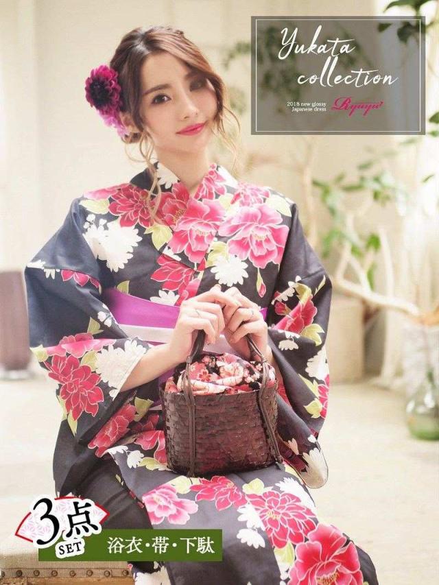 浴衣 セット レディース ゆかた 帯 下駄 キャバ Ryuyu 花柄 黒 大人っぽい 芍薬の通販はau Pay マーケット ドレス スーツ通販rew You リューユ