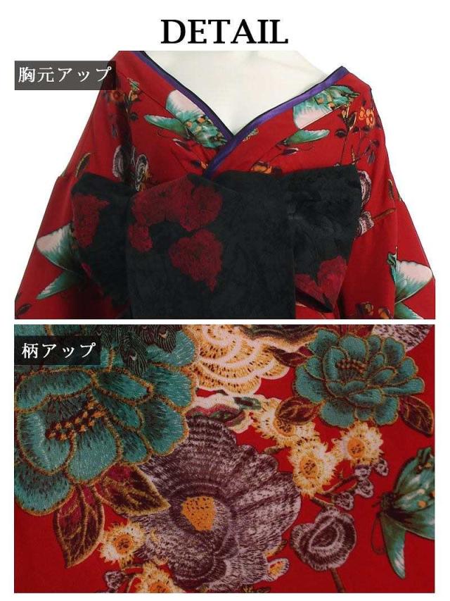 花魁 コスプレ 衣装 和柄ドレス コンパニオン 衣装 着物 ドレス 流遊 花魁 着物ドレス 赤 コスプレ