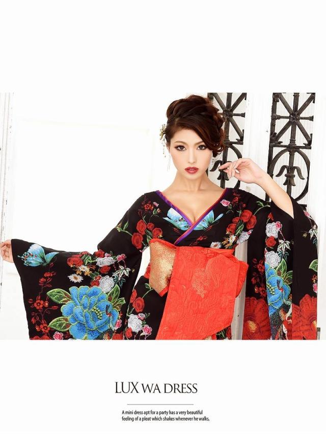 花魁 コスプレ 衣装 和柄ドレス コンパニオン 衣装 着物 ドレス 流遊 花魁 和柄 キャバドレス おいらん
