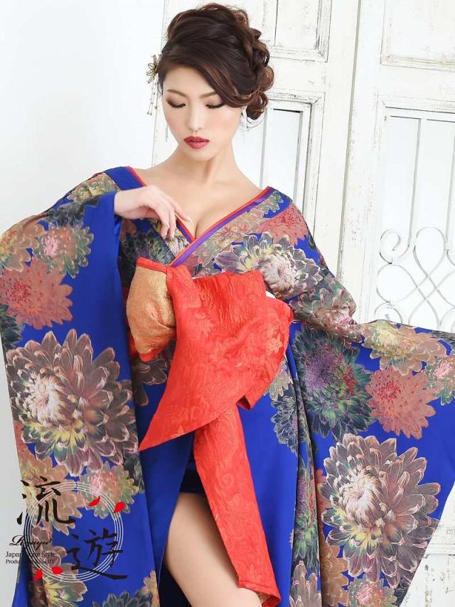 花魁 コスプレ 衣装 和柄ドレス コンパニオン 衣装 着物 ドレス 流遊 花魁 振袖 おいらん コスプレ