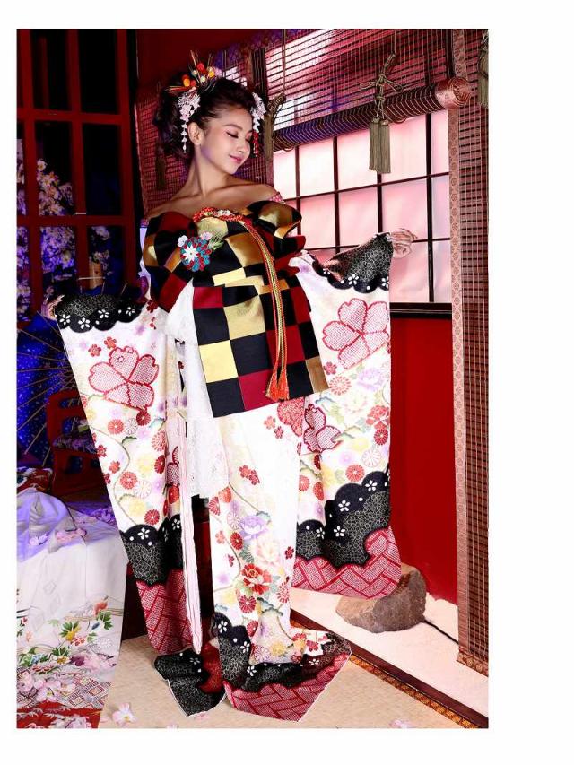 着物 和装 レディース 女性 着物セット noalice OEO 白地 桜 菊_1