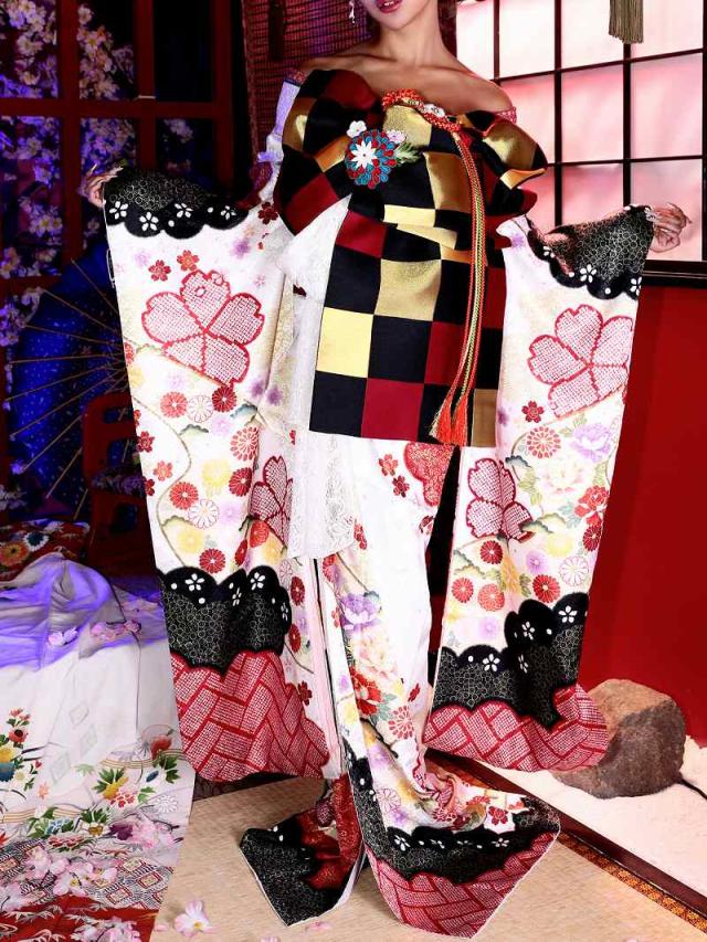 着物 和装 レディース 女性 着物セット noalice OEO 白地 桜 菊_16