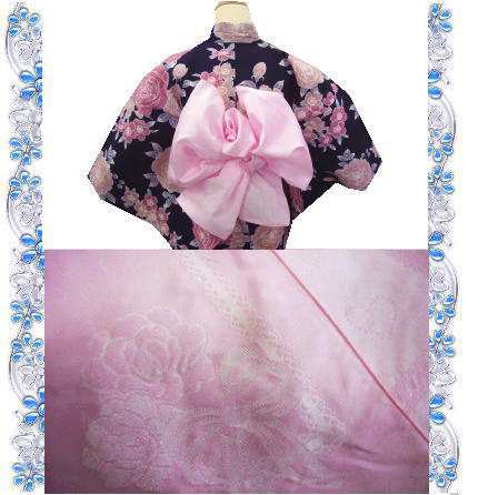 浴衣ゆかたに 簡単ふわっふわ兵児帯薄ピンク地薔薇リボンハートの通販はau Wowma 和さくら庵