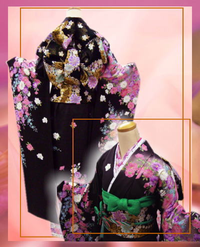 セミオーダー正絹ブランド振袖ぜ〜んぶ揃った豪華フルセット★PATTiPATT濃茶地彩ブーケフラワー