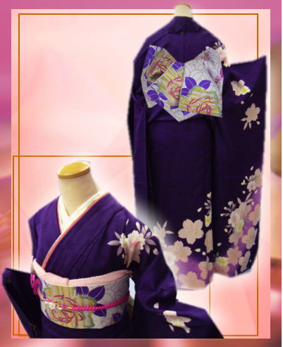 成人式　清楚　振袖フルセット　濃紫地 最大20日間レンタル 成人式 振袖レンタル 20点フルセット 派手 「青紫