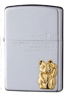 zippo【招福まねき猫】ハッピーキャットジッポー ゴールドミラーメタル 6,300円