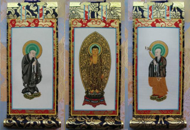 京都西陣・上仕立絹本紙・浄土宗掛軸・3枚セット・120代の通販は