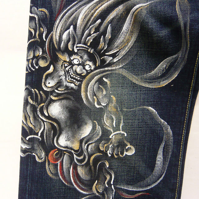 備中倉敷工房倉 【38インチ・40インチ】京友禅手描き 和柄ジーンズ