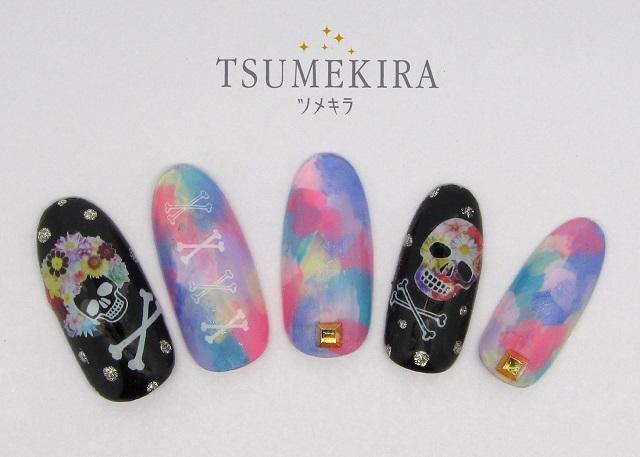 ツメキラ スカル ドクロとフラワーのコラボ 甘辛 キモカワ 重ねて貼れるネイルシール の通販はau Pay マーケット ネイル ショップcutienail