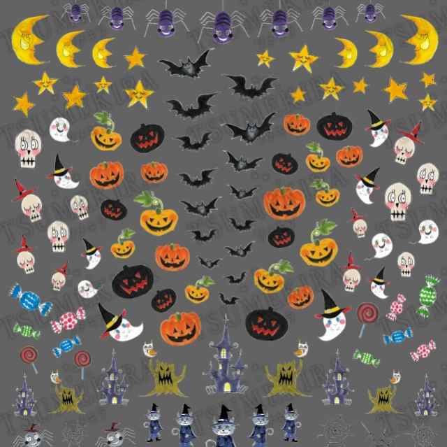 ツメキラ ハロウィン カボチャ オバケ 蜘蛛がイラストタッチで可愛い 重ねて貼れるネイルシール Hwの通販はau Pay マーケット ネイルショップcutienail