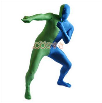 送料無料 全身タイツ 在庫 グリーンとブルー  カラーブロック 大人用 コスチューム コスプレ衣装 高品質 新品 Cosplay アニメの通販は 5,850円