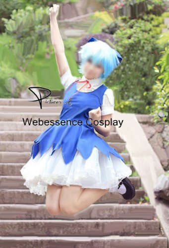 東方Project　東方 紅魔郷 チルノ風　衣装＋ウィッグ 　コスプレ衣装 完全オーダーメイドも対応可能