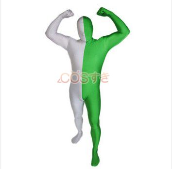 送料無料 全身タイツ 在庫 ホワイトとグリーン  カラーブロック 大人用 コスチューム コスプレ衣装 高品質 新品 Cosplay アニメの通販は 5,850円
