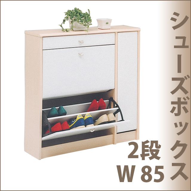 【送料無料】85シューズBOX・2段!完成品 薄型シューズボックス