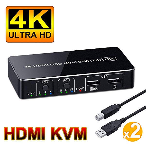 送料無料 4K KVMスイッチ HDMIディスプレイ USBキーボード・マウスを共有 パソコン切替器 PC 2台用 | 4K 30Hz HDMI1.4 USB2.0対応 ...の通販は