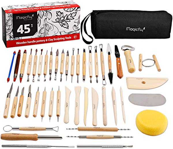 粘土彫刻ツール 45本セット 多機能 陶芸道具 粘土細工 造形 ヘラ 初心者 学生 陶芸家 プレゼントに最適 収納袋付き 45本セット の通販はau Pay マーケット ロールショップ