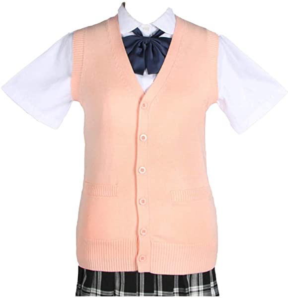 スクールカーディガン 女子 制服 カーディガン 学生 厚手 無地 Vネック ゆったり 通学 ピンク（P-W-XL） 【XL-ピンク(ノースリー...の通販はau  PAY マーケット - ロールショップ | au PAY マーケット－通販サイト