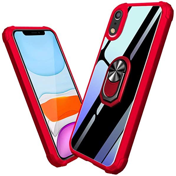 iphone xrケース リング付き スマホケース 透明 耐衝撃 クリア 指紋