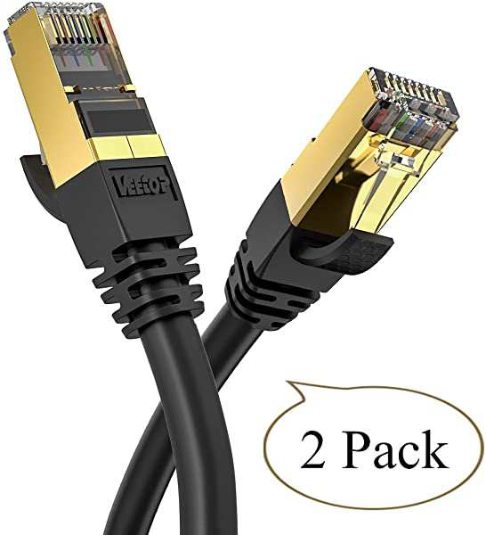 LANケーブル CAT8 カテゴリ-8 5m-2本 鍍金コネクタRj45 超高速 最大40Gbps 2000MHz 26AWG 企業用 ブラックツメ折れ防止 パソコン...の通販は