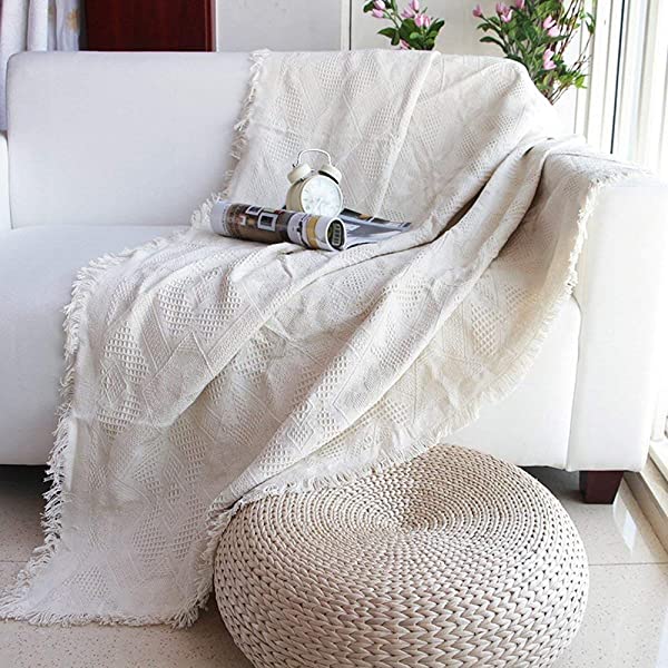 北欧風 マルチカバー 長方形 おしゃれ ソファカバー 多機能 ブランケット ベッドカバー フリンジ付き 綿 1234人掛け 無地 カウチ...の通販は 6,921円