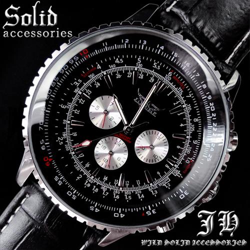 送料無料 腕時計 オートマティック 自動巻き 革ベルト ブラック 黒 【 t130 】の通販は 4,840円