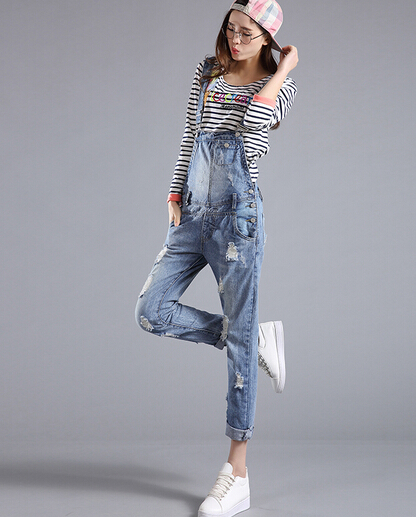 16春夏 ダメージ加工 デニムサロペット オーバーオール パンツ ボトムワンピース デニムジーンズ 今季主流の通販はau Pay マーケット ヒナギクファッション