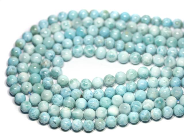 【丸ビーズ】ラリマー (4A) 8mm (半連 ブレスレット約1本分) パワーストーン