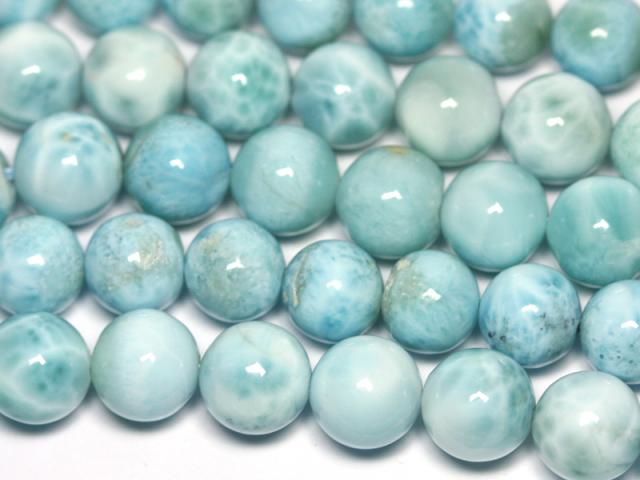 【丸ビーズ】ラリマー (4A) 8mm (半連 ブレスレット約1本分) パワーストーン_1