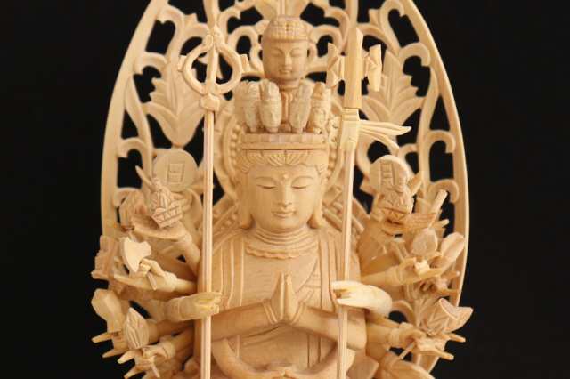 25916円 優れた品質 仏像 ■ フィギュア ミニ 千手観音菩薩 職人手彫り 子年