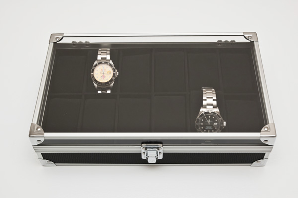 ◆アルミウォッチケース　12本用ブラック（コレクション）贈り物プレゼントの通販は 6,500円