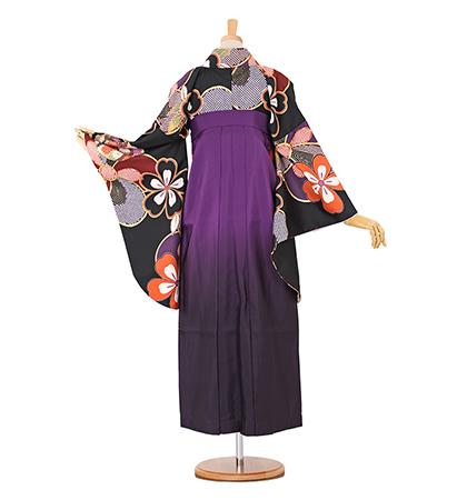 往復送料無料 全部揃って安心 大学 高校 小学生  2泊3日 卒業式袴 レンタル セット 黒地 No.055-0082