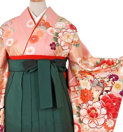 往復送料無料 全部揃って安心 大学 高校 小学生  2泊3日 卒業式袴 レンタル セット ピンク地 No.055-0013