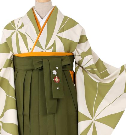 往復送料無料 全部揃って安心 大学 高校 小学生  2泊3日 卒業式袴 レンタル セット 鶯色地 No.055-0048