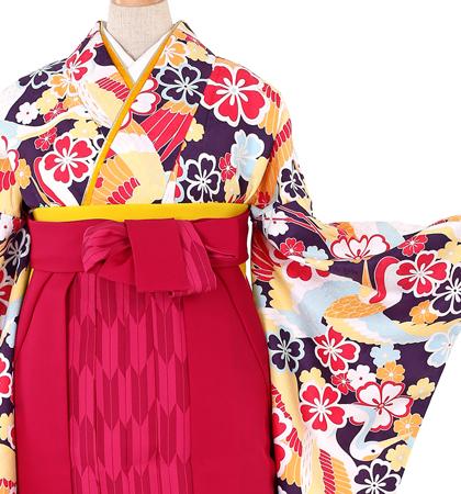 往復送料無料 全部揃って安心 大学 高校 小学生  2泊3日 卒業式袴 レンタル セット 紺地 No.055-0078