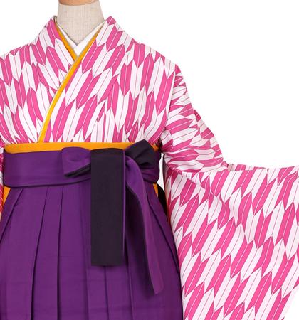 往復送料無料 全部揃って安心 大学 高校 小学生  2泊3日 卒業式袴 レンタル セット ピンク地 No.055-0007