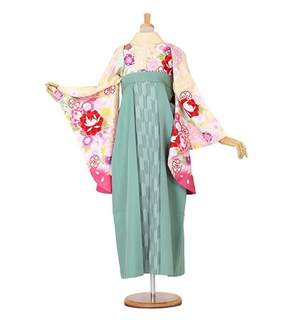 往復送料無料 全部揃って安心 大学 高校 小学生  2泊3日 卒業式袴 レンタル セット クリーム地 No.055-0089