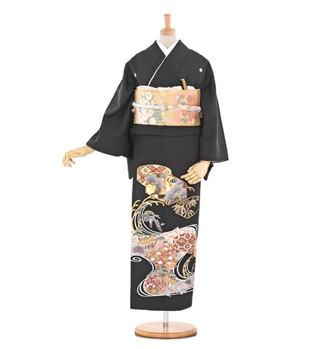 往復送料無料 2泊3日 レンタル 黒留袖 No.031-0436-Lサイズ