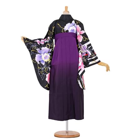 往復送料無料 全部揃って安心 大学 高校 小学生  2泊3日 卒業式袴 レンタル セット 黒地 No.055-0083