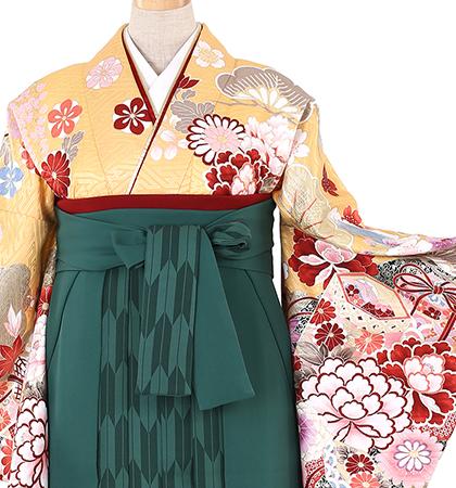 往復送料無料 全部揃って安心 大学 高校 小学生  2泊3日 卒業式袴 レンタル セット クリーム地 No.055-0088