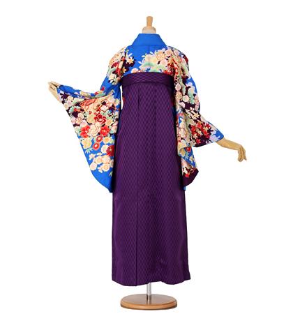 往復送料無料 全部揃って安心 大学 高校 小学生  2泊3日 卒業式袴 レンタル セット an/an 紺地  No.055-0033