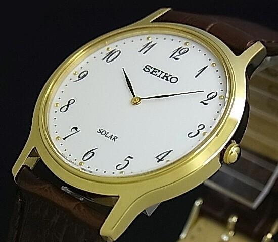 Seiko セイコー ソーラー時計 メンズ腕時計 ゴールドケース ブラウンレザーベルト ホワイト文字盤 海外モデル Sup860p1の通販はau Pay マーケット Bright