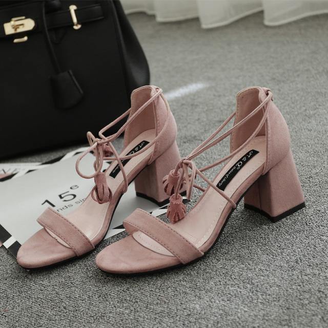 レディースファッション サンダル 靴 レースアップサンダル シューズ 太ヒール 美脚 スエード調 オシャレ 歩きやすいの通販はau Pay マーケット K R L