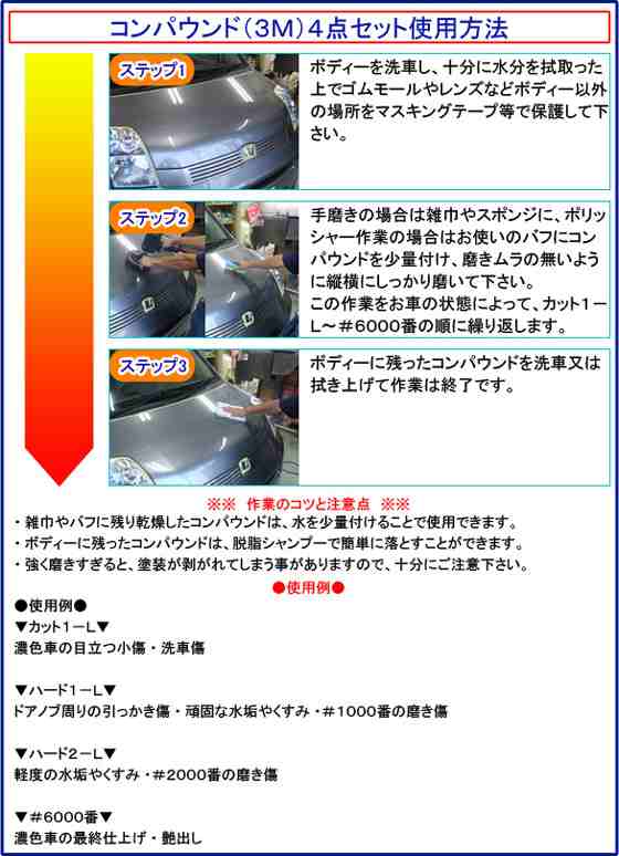 業務用3Mコンパウンド 4品セット 500ml】住友スリーエム ボディ磨き 鏡面仕上 小傷 洗車傷 爪傷 ひっかき傷 研磨剤 コーティングの通販はau PAY マーケット - カーピカルJAPAN NET 業務用3Mコンパウンド 4品セット 500ml】住友スリーエム ボディ磨き 鏡面仕上 小傷 洗車傷 爪傷 ひっかき傷 研磨剤 コーティングの通販はau PAY マーケット - カーピカルJAPAN NET