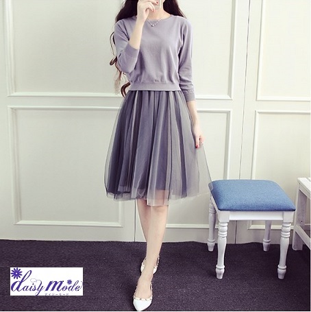 7分袖トップスとチュールスカートワンピのセットアップ チュール スカート チュール ワンピース タンクワンピース トレーナー無地の通販はau Pay マーケット Daisymode