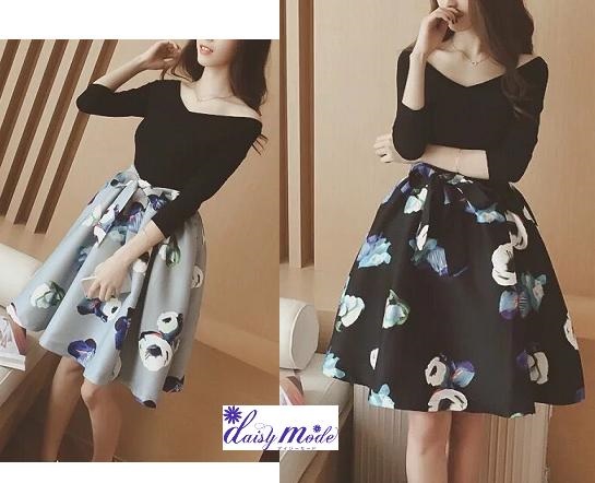 ｖネックリボン付きフレアスカートスワンピース フレアスカート シンプルきれいめ フラワー 花柄 ワンピース 秋冬の通販はau Pay マーケット Daisymode