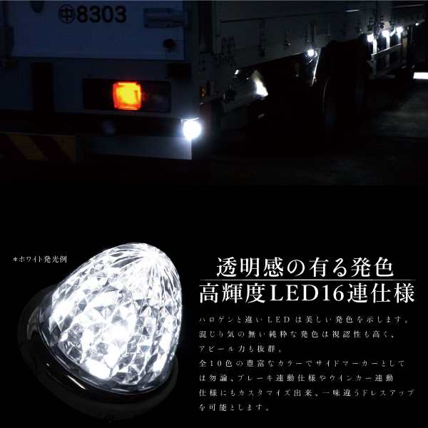 サイドマーカー トラック 24v 汎用 Led 16灯 8面クリスタルカット 1個 全11色 鏡面 メッキリング 防水 トラック用品 車幅灯 の通販はau Pay マーケット 決算セール開催中 クーポンあり 送料無料 大型商品除く Ggbank