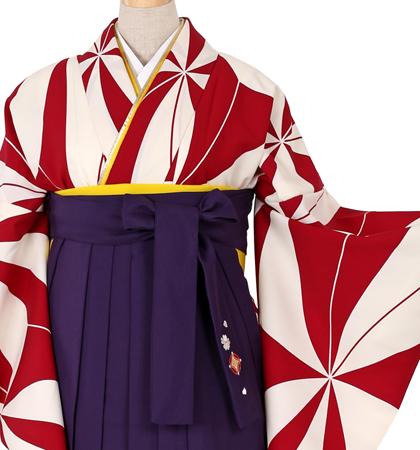 往復送料無料 全部揃って安心 大学 高校 小学生  2泊3日 卒業式袴 レンタル セット 紅白地 No.055-0047