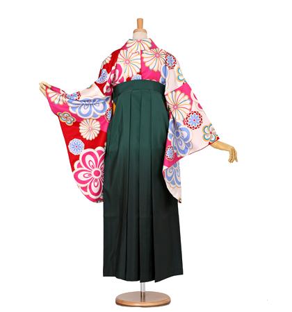 往復送料無料 全部揃って安心 大学 高校 小学生  2泊3日 卒業式袴 レンタル セット赤地 No.055-0010